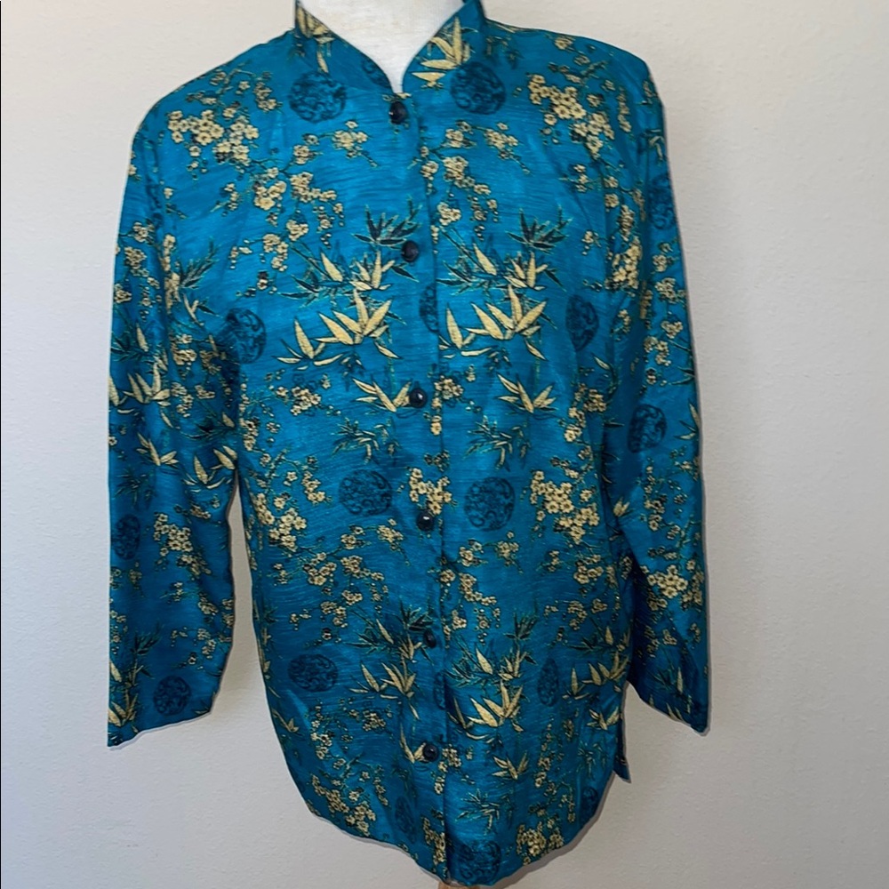 Teddi vintage Teal Floral Button-Up Shirt